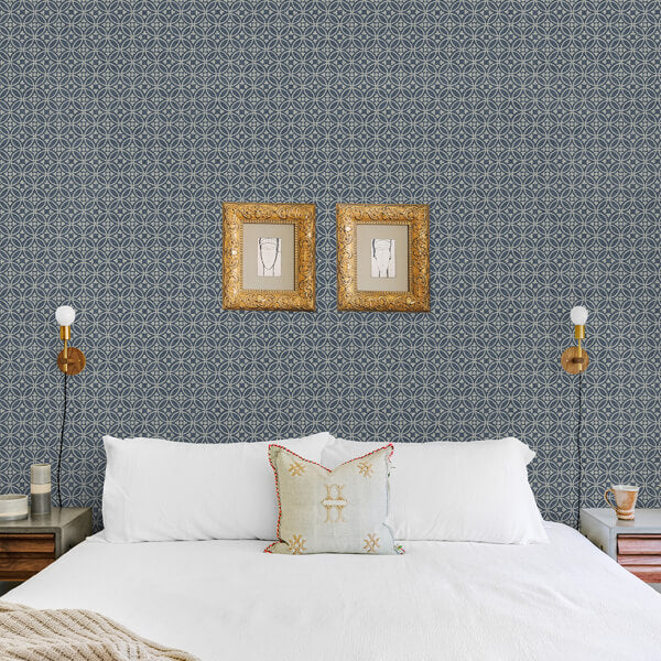 Larsson Indigo Ogee Wallpaper