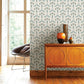 Dard Teal Tulip Ogee Wallpaper