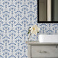 Dard Blue Tulip Ogee Wallpaper