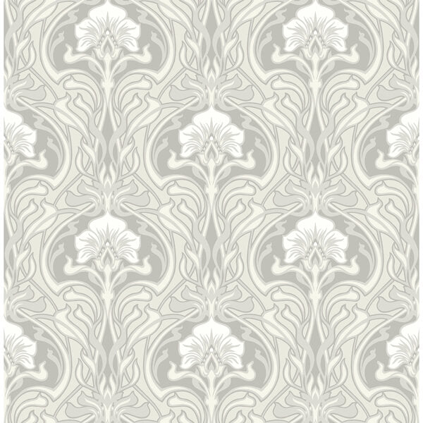 Mucha Off White Botanical Ogee Wallpaper