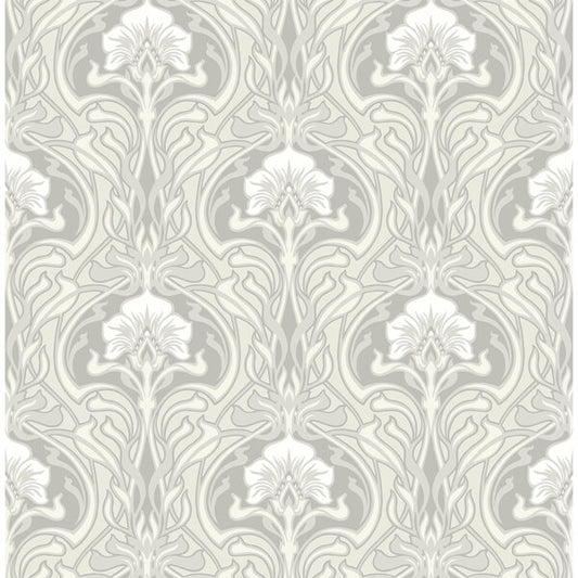 Mucha Off White Botanical Ogee Wallpaper