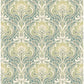 Mucha Teal Botanical Ogee Wallpaper