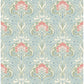 Mucha Light Blue Botanical Ogee Wallpaper
