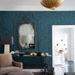 Selwyn Flock Dark Blue Floral Wallpaper