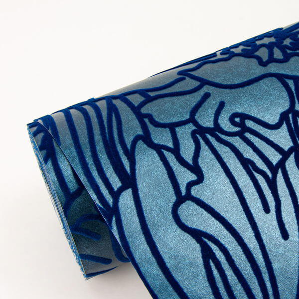 Selwyn Flock Dark Blue Floral Wallpaper