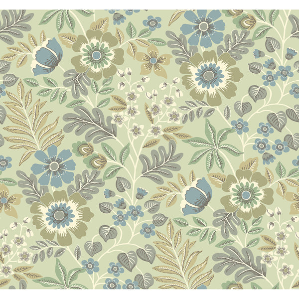 Voysey Green Floral Wallpaper