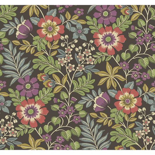 Voysey Brown Floral Wallpaper