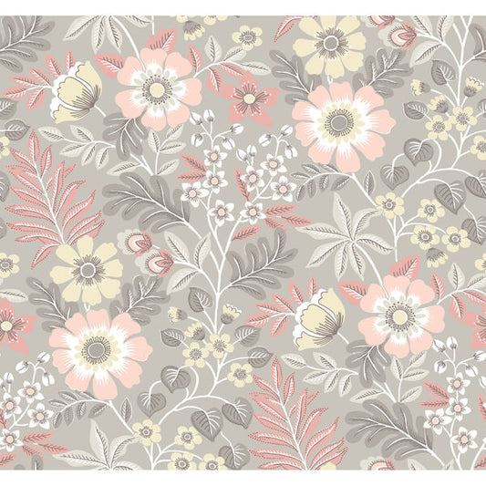 Voysey Pink Floral Wallpaper