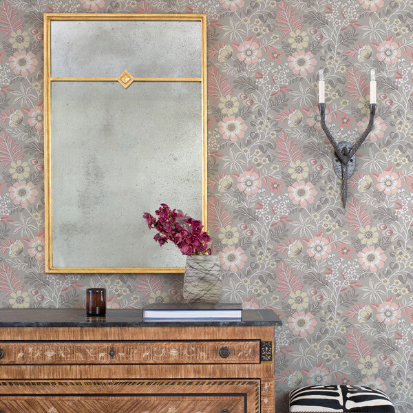 Voysey Pink Floral Wallpaper