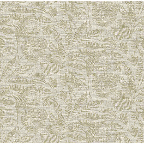 Lei Neutral Etched Leaves Wallpaper