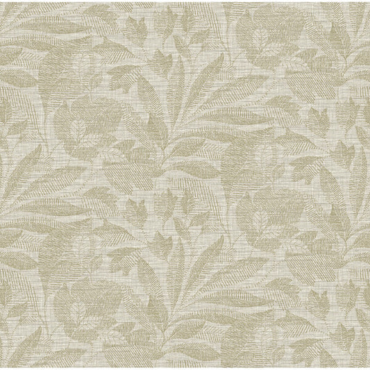 Lei Neutral Etched Leaves Wallpaper
