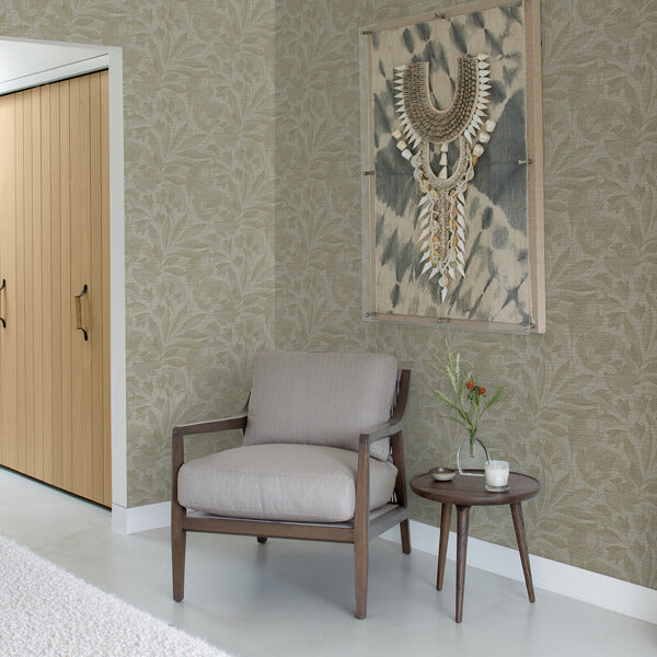 Lei Neutral Etched Leaves Wallpaper