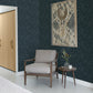 Lei Navy Etched Leaves Wallpaper