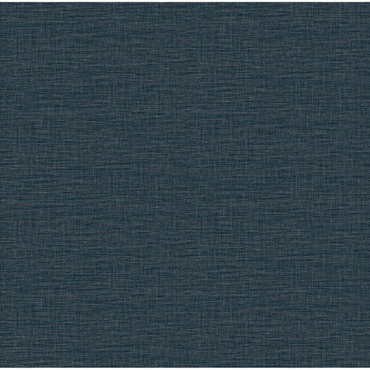 Lela Navy Faux Linen Wallpaper