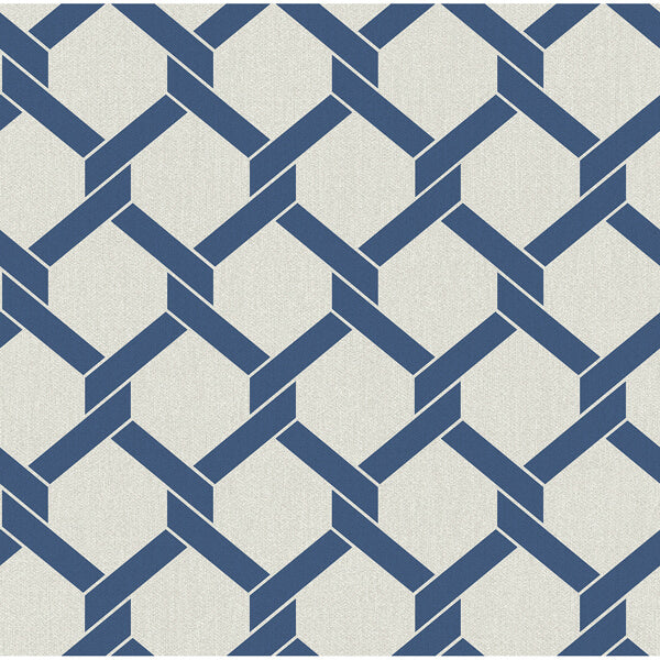 Payton Blue Hexagon Trellis Wallpaper