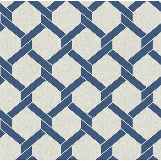 Payton Blue Hexagon Trellis Wallpaper