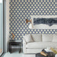 Payton Blue Hexagon Trellis Wallpaper
