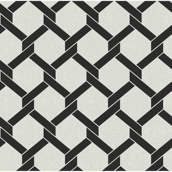 Payton Black Hexagon Trellis Wallpaper