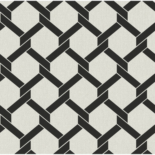 Payton Black Hexagon Trellis Wallpaper