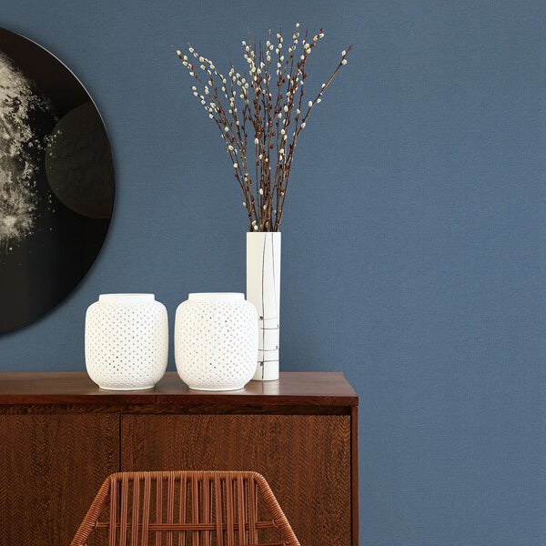 Meade Denim Fine Weave Wallpaper
