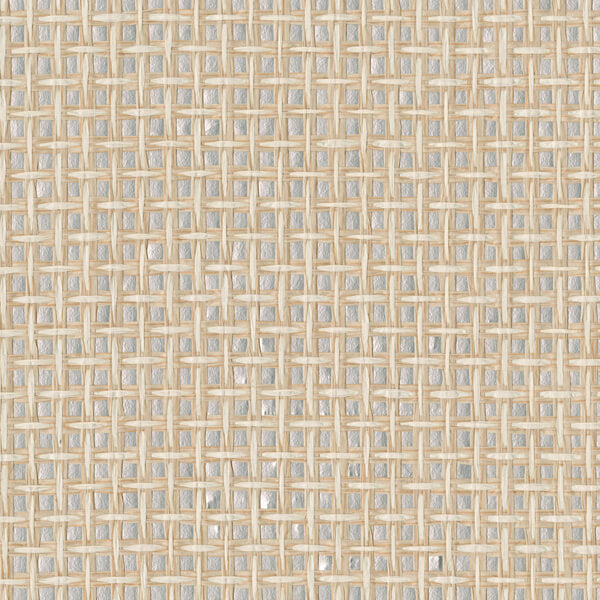Aki Silver Paper Weave Grasscloth Wallpaper
