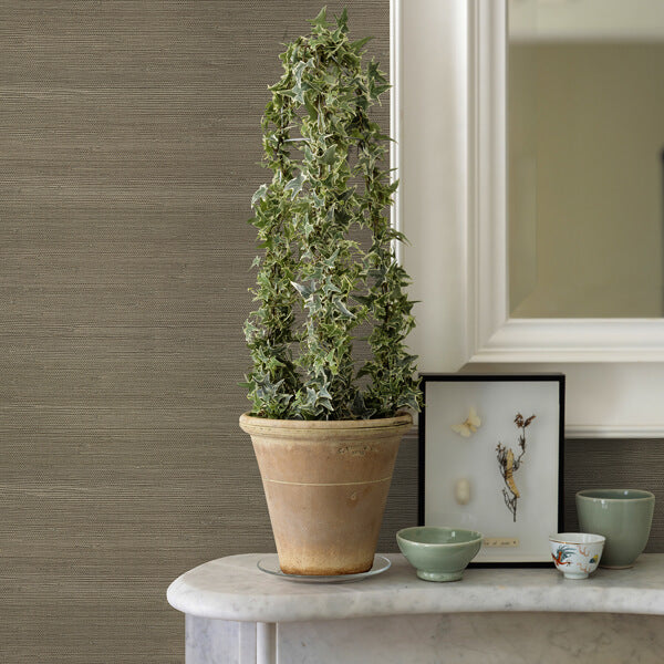 Battan Olive Jute Grasscloth Wallpaper