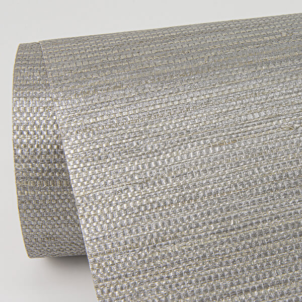 Liaohe Silver Raffia Grasscloth Wallpaper