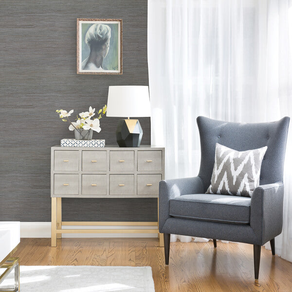Shandong Slate Ramie Grasscloth Wallpaper