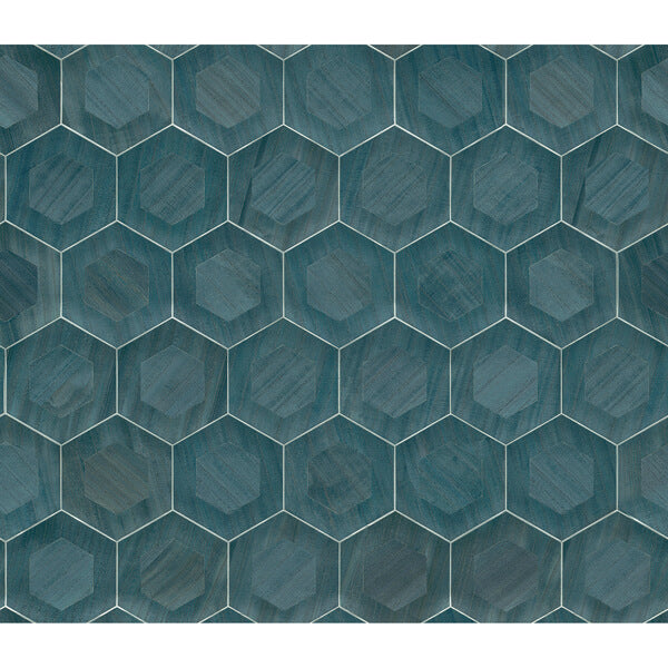 Shunan Blue Veneer Inlay Wallpaper
