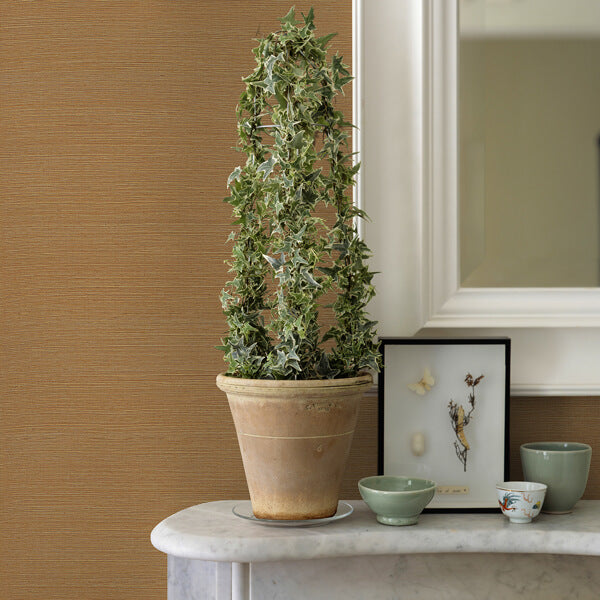 Aiko Orange Sisal Grasscloth Wallpaper
