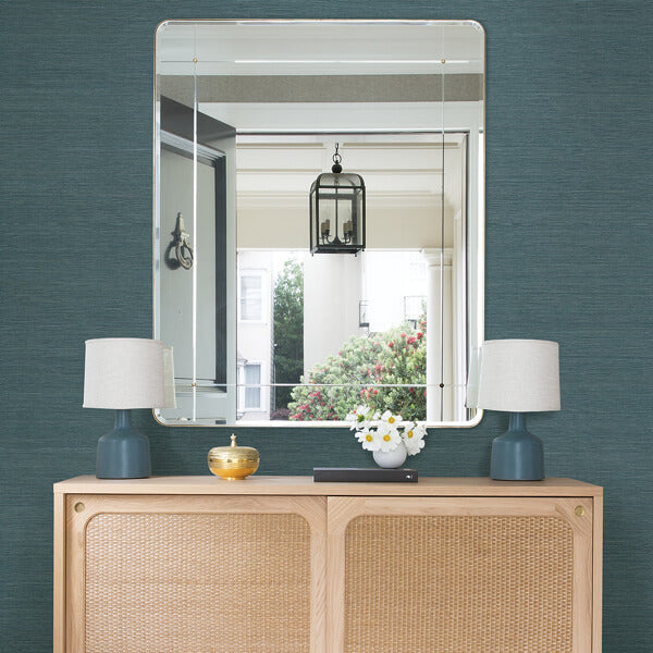 Aiko Blue Sisal Grasscloth Wallpaper