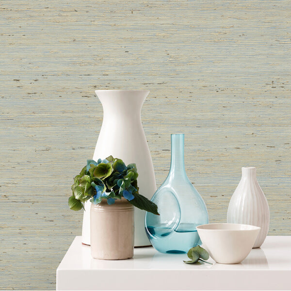 Aiko Silver Sisal Grasscloth Wallpaper