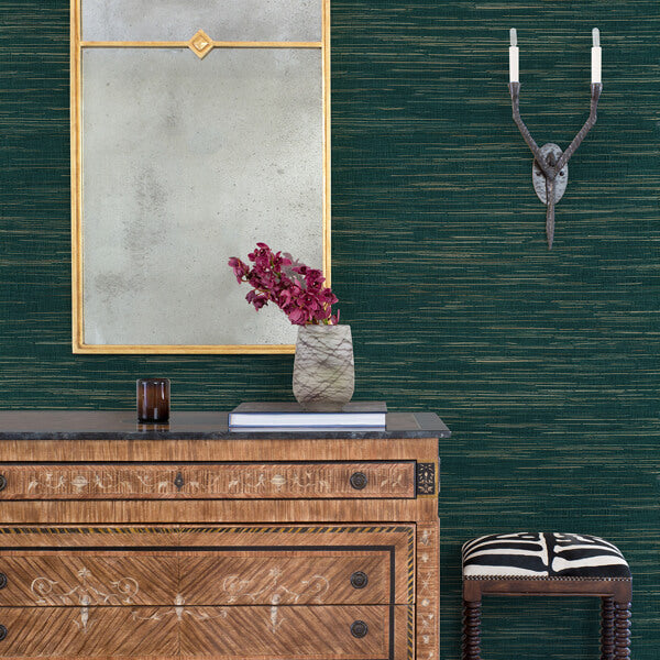 Kira Teal Hemp Grasscloth Wallpaper