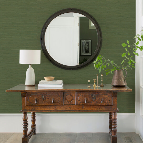 Kira Green Hemp Grasscloth Wallpaper