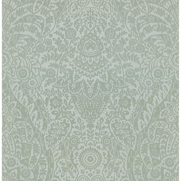 Maris Silver Flock Damask Wallpaper