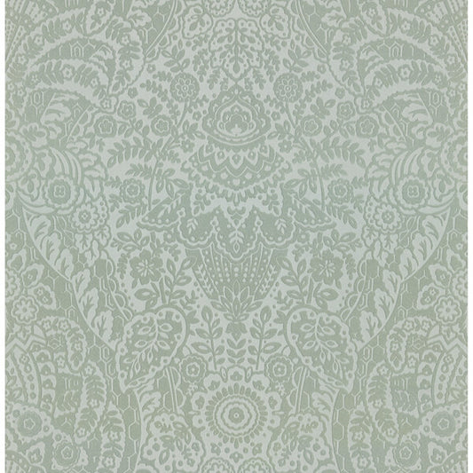 Maris Silver Flock Damask Wallpaper