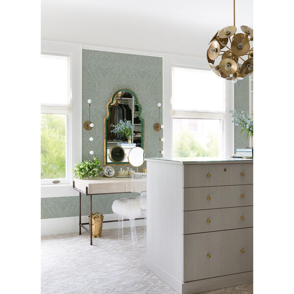 Maris Silver Flock Damask Wallpaper