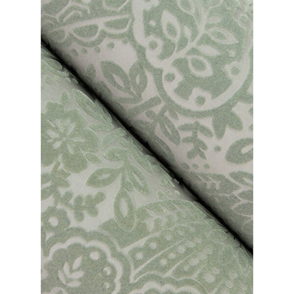 Maris Silver Flock Damask Wallpaper