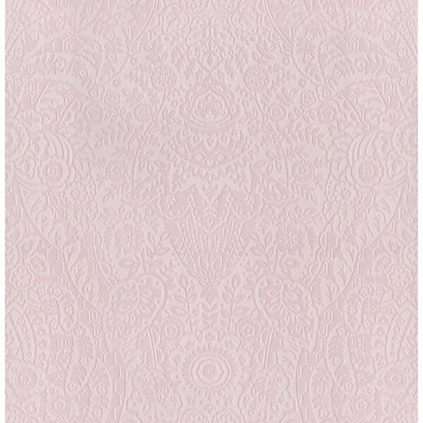 Maris Pink Flock Damask Wallpaper