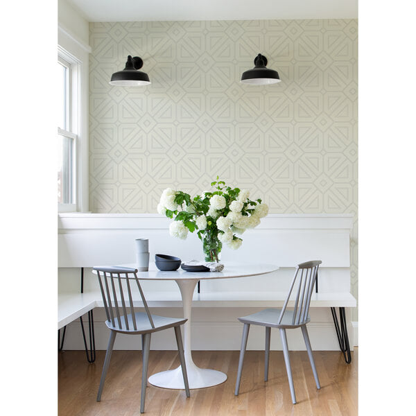 Voltaire Grey Beaded Geometric Wallpaper
