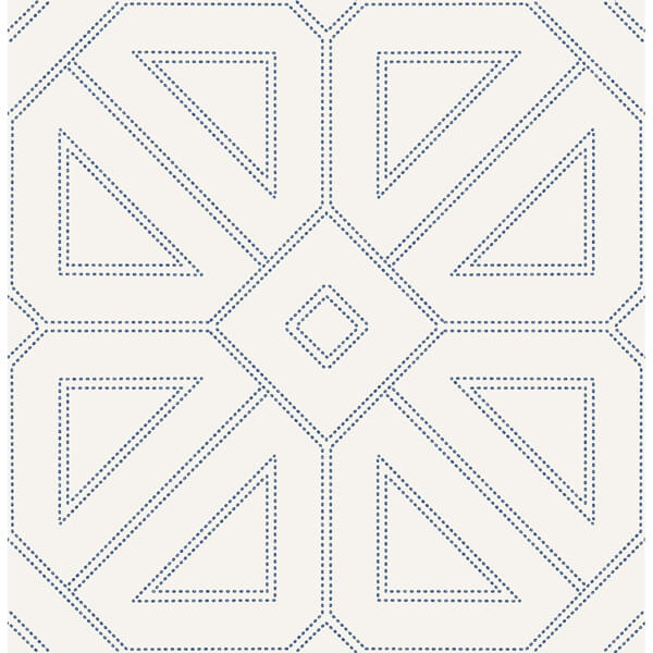 Voltaire Indigo Beaded Geometric Wallpaper