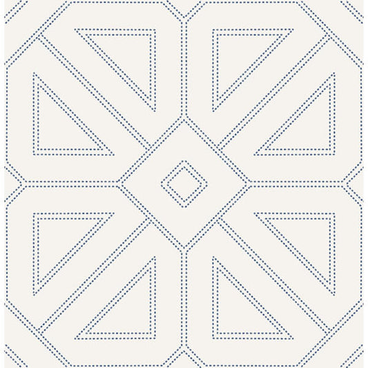 Voltaire Indigo Beaded Geometric Wallpaper