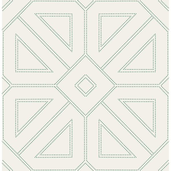 Voltaire Green Beaded Geometric Wallpaper