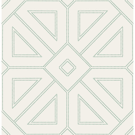 Voltaire Green Beaded Geometric Wallpaper