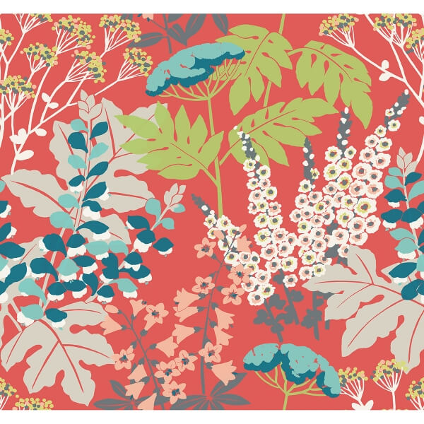 Brie Red Forest Flowers Wallpaper
