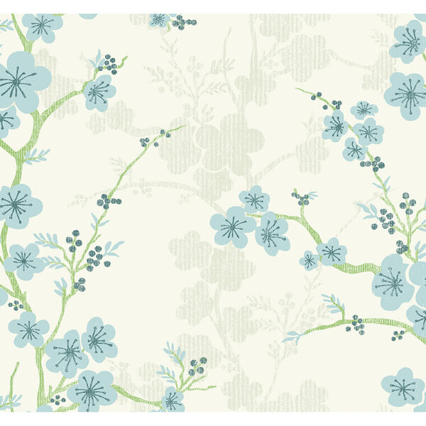 Nicolette Light Blue Floral Trail Wallpaper
