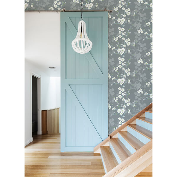 Nicolette Grey Floral Trail Wallpaper