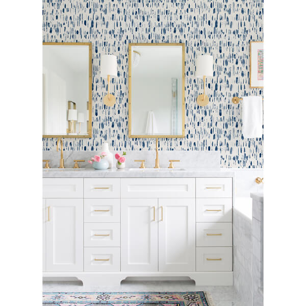 Dwell Navy Brushstrokes Wallpaper