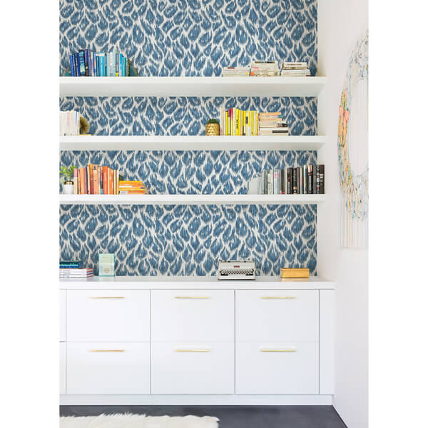 Electra Blue Leopard Spot String Wallpaper
