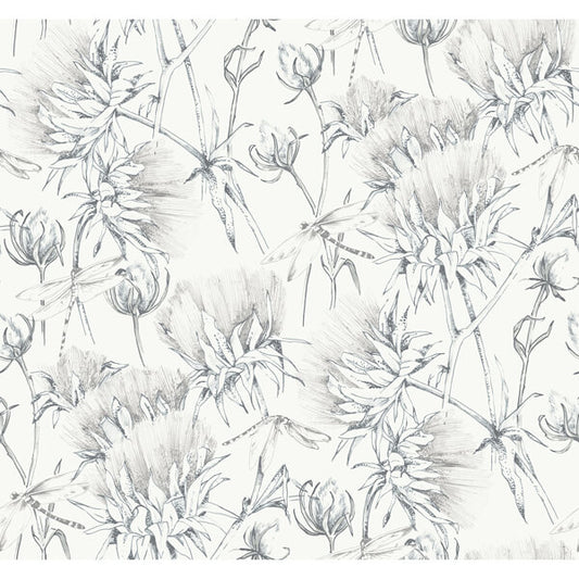 Mariell Grey Dragonfly Wallpaper
